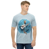 Close-up of the unique Tribal Origami design on men's t-shirt.